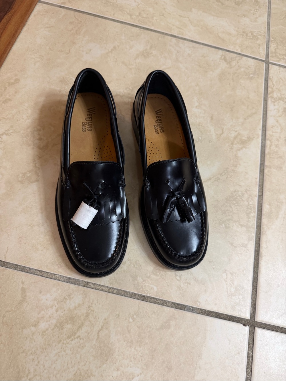 Black Leather Women's Tassel Loafers